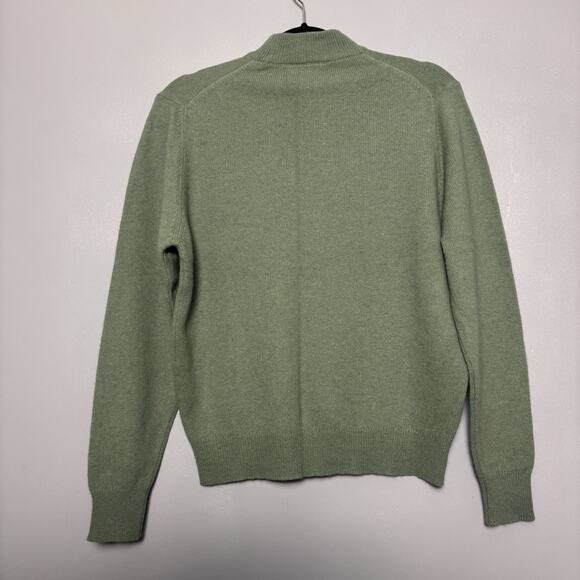 Vintage 70s Lambswool Angora Blend Mock Neck Sweater UK England British Green 40 - Picture 5 of 8